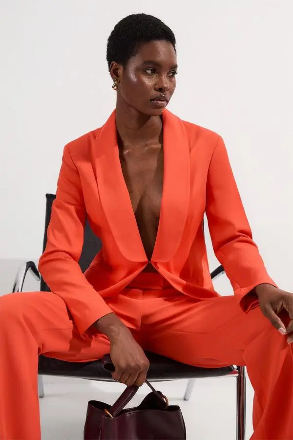 Polished Tailored Single Breasted Blazer - Pink