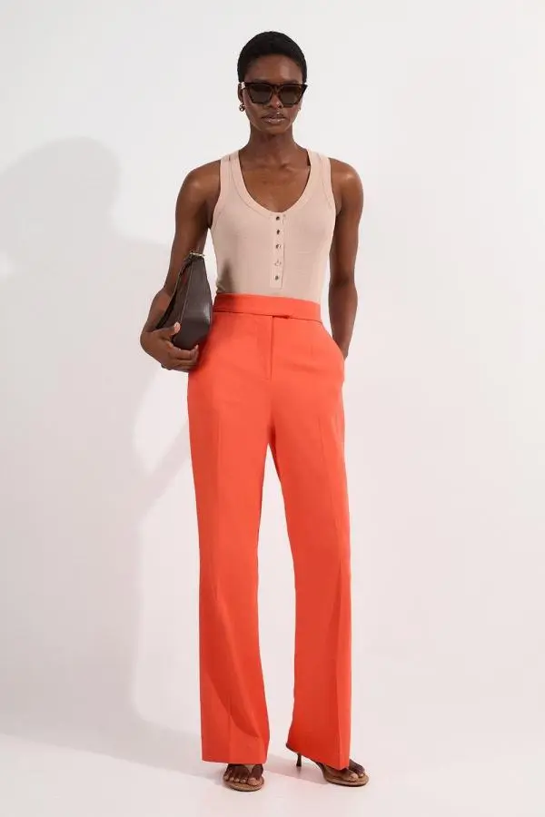 Polished Tailored Kick Flare Trouser - Pink
