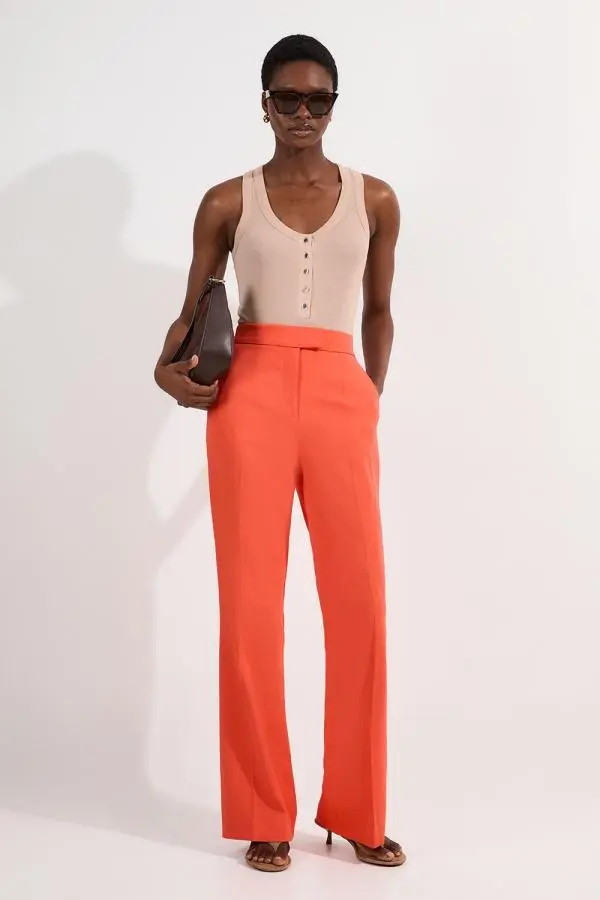 Polished Tailored Kick Flare Trouser - Pink