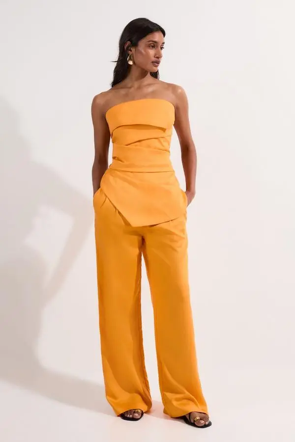 Premium Linen Wide Leg Tailored Trouser - Mango