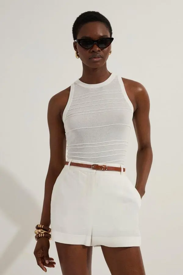 Premium Tailored Linen Short - Ivory