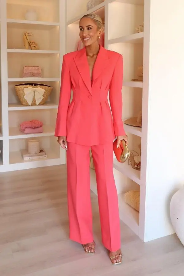 Compact Stretch Darted Tailored Jacket - Pink