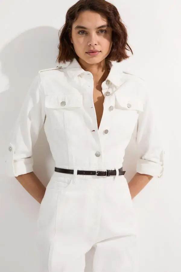 Denim Boiler Jumpsuit - Ivory