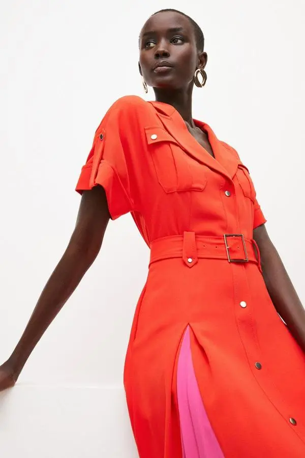 Soft Tailored Colourblock Shirt Dress