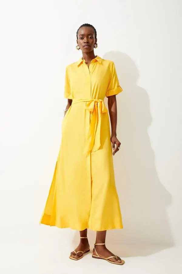 Short Sleeve Viscose Woven Maxi Dress - Mango