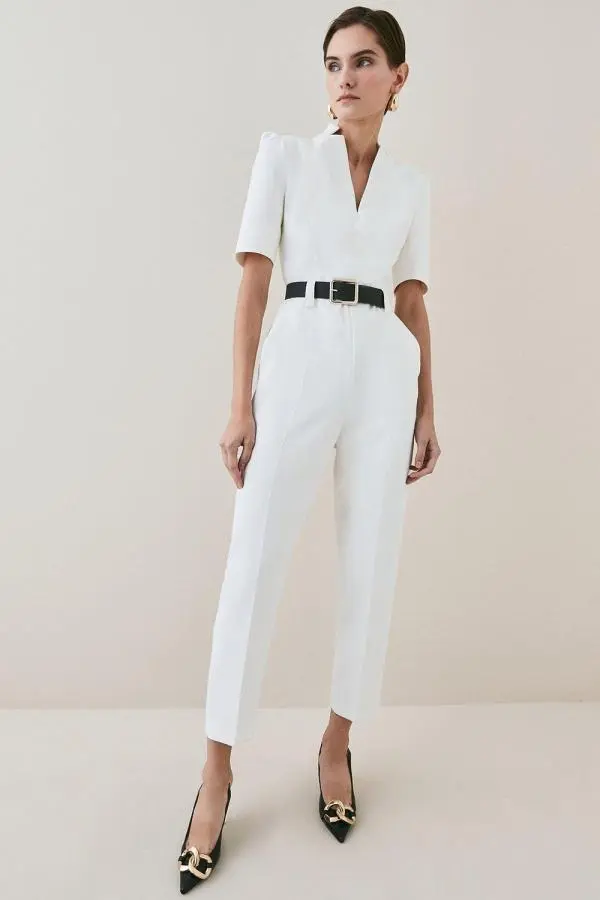 Petite Forever Belted Jumpsuit - Ivory