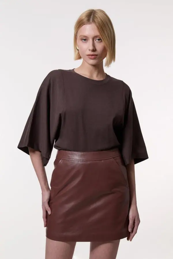 Leather Mini Skirt - Navy
