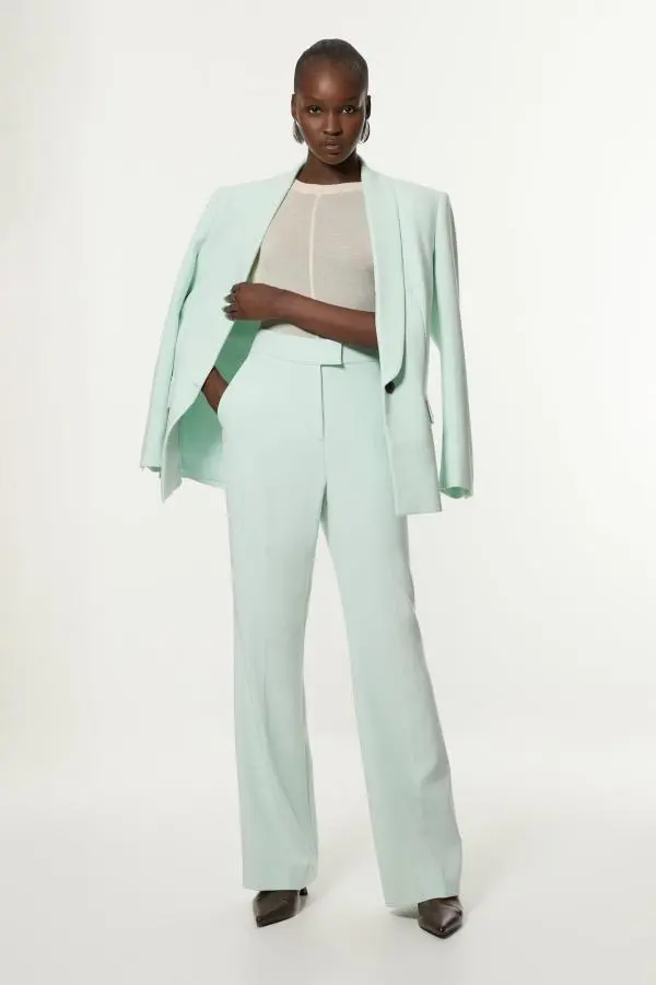 Compact Stretch Essential Tailored Straight Leg Trouser - Pale Blue