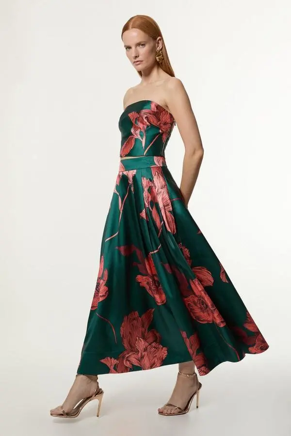 Tall Print Woven Prom Midi Skirt - Floral