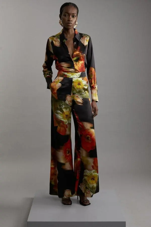 Tall Satin Woven Trouser - Floral