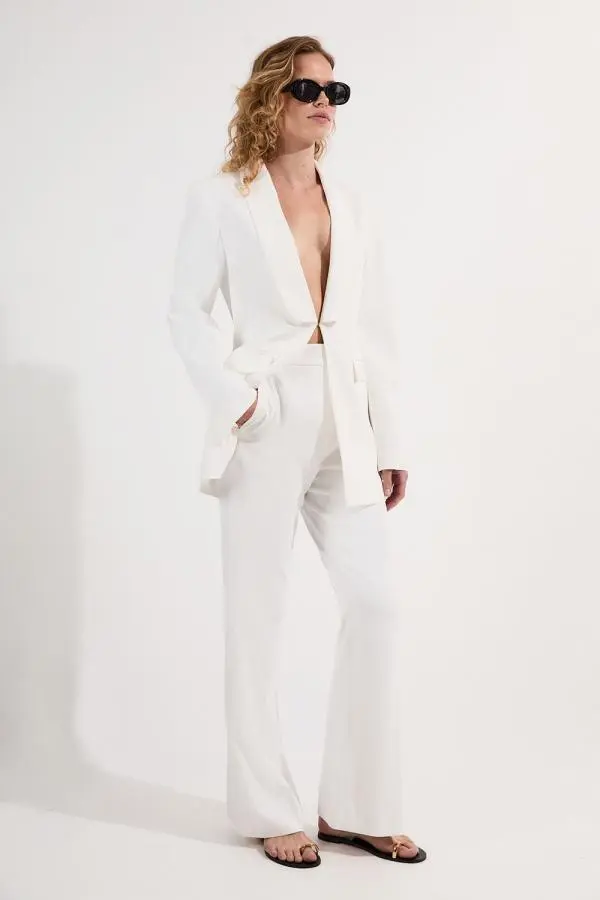 Polished Tailored Kick Flare Trouser - Ivory