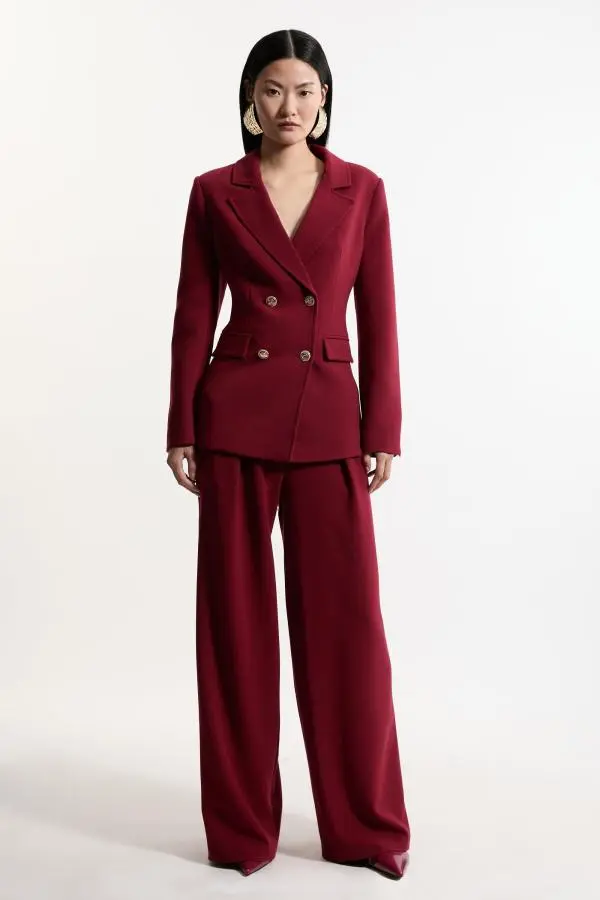 Compact Stretch Essential Tailored High Waist Wide Leg Trouser - Fig