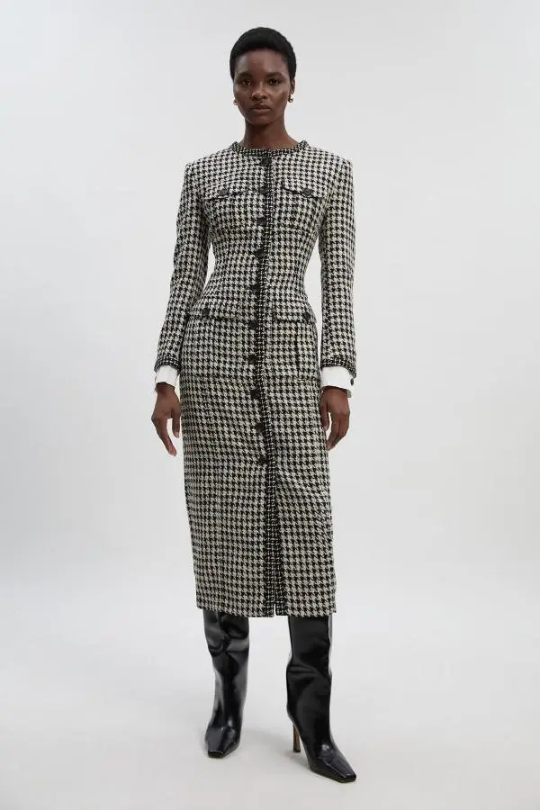 Tailored Pocket Front Midi Dress