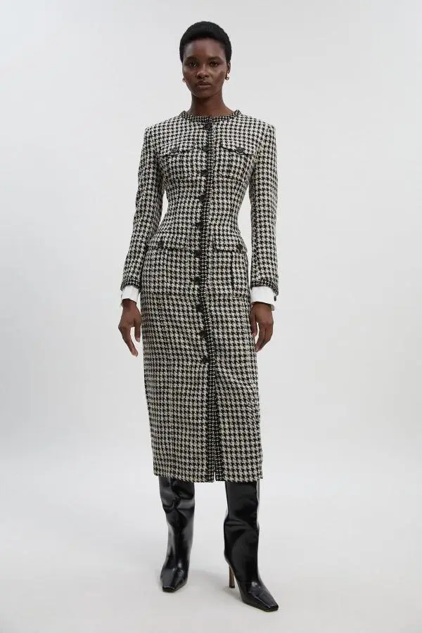 Tailored Pocket Front Midi Dress