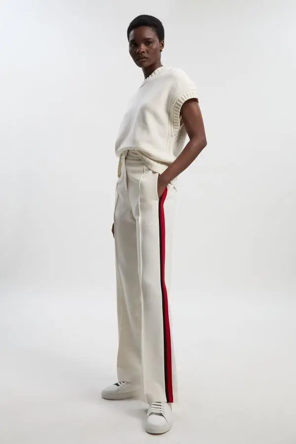 Tailored Side Stripe Straight Leg Trouser - Ivory