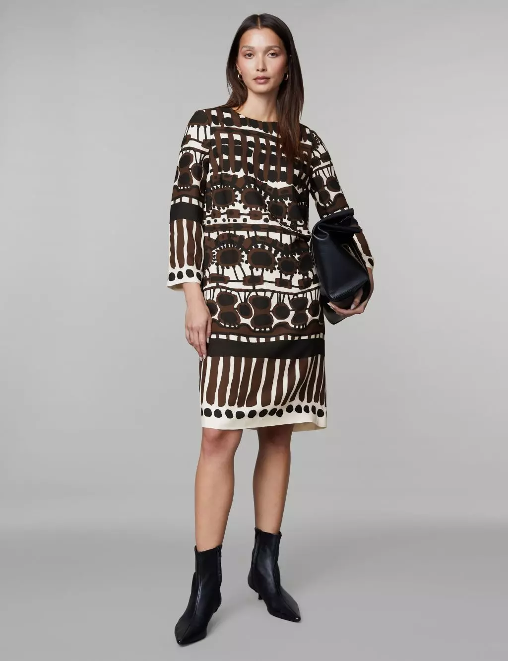 Jaeger Womens Printed Knee Length Shift Dress Pockets For Women