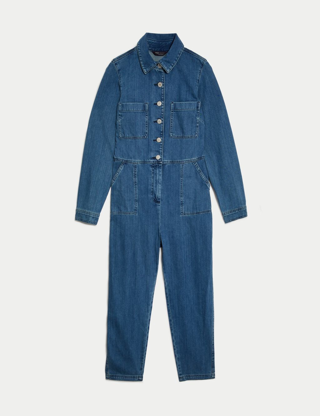 Long Sleeve Denim Jumpsuit Marks And Spencer M&s Collection