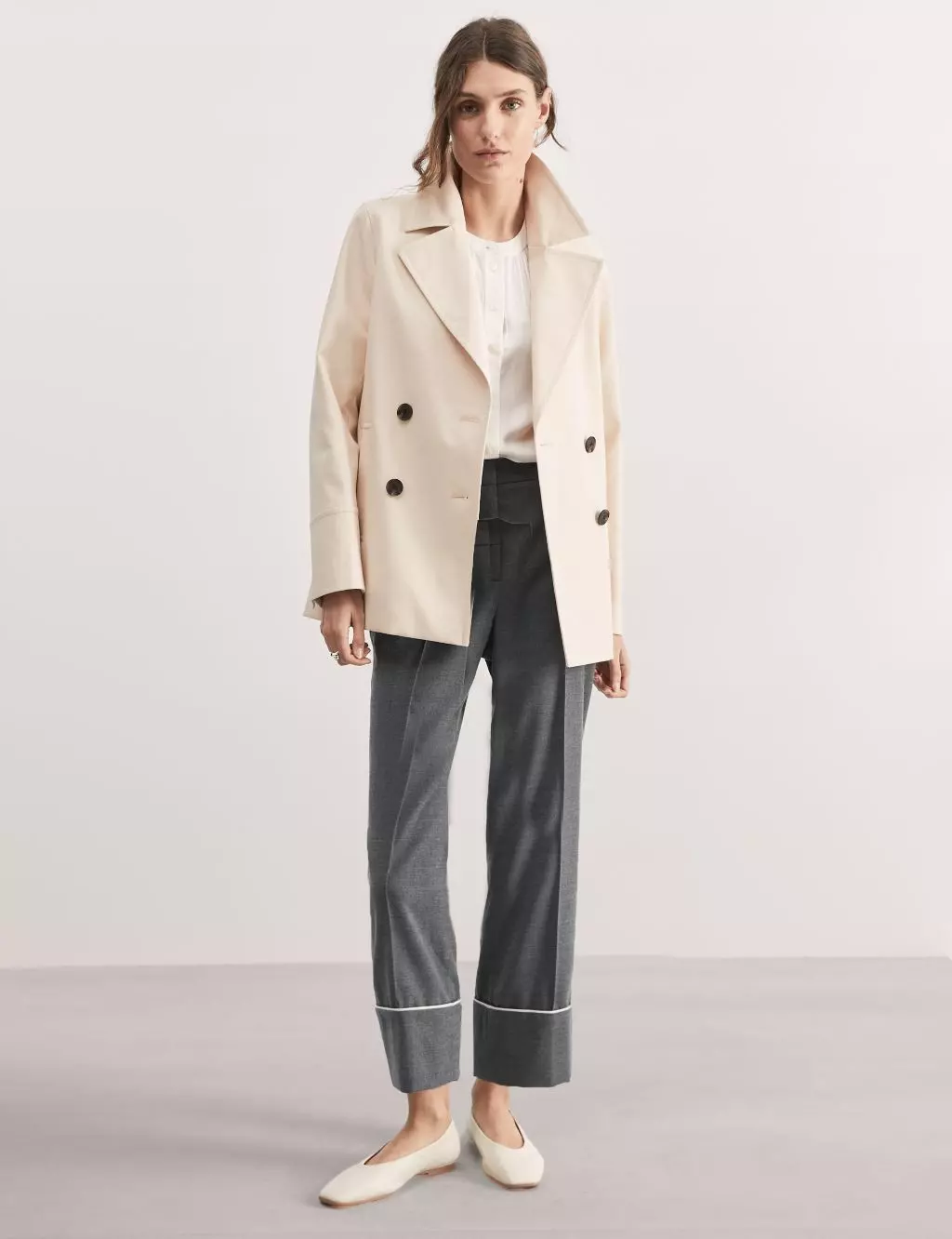 Pockets For Women - Jaeger Womens Wool Blend Wide Leg Cropped Trousers