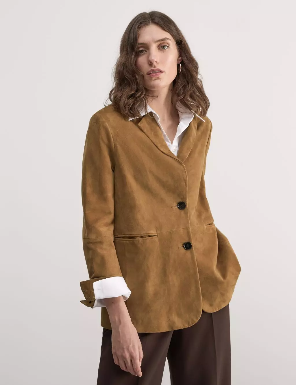 Jaeger Women s Suede Single Breasted Blazer