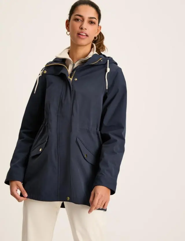 Joules Cotton Rich Hooded Raincoat Dark Blue