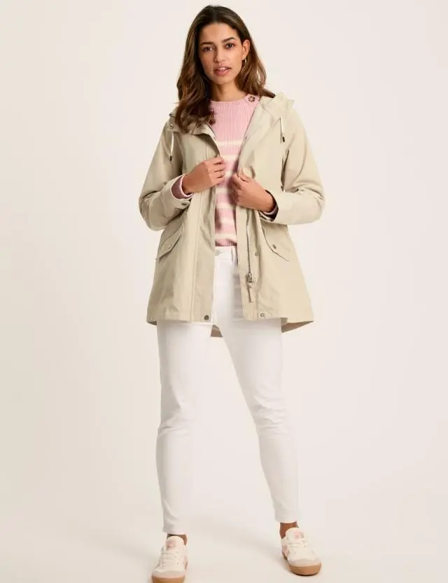 Joules Cotton Rich Hooded Raincoat Neutral