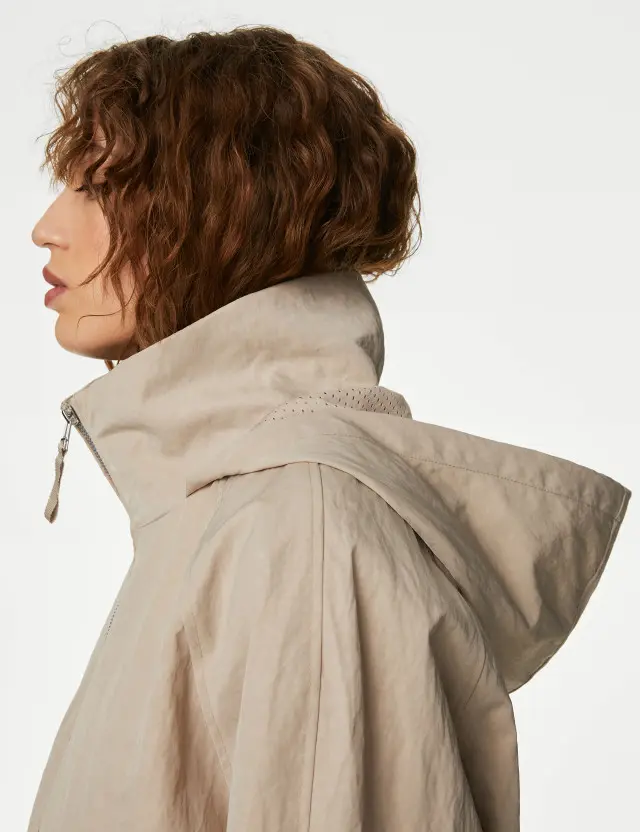 M S Women s Stormwear Funnel Neck Longline Raincoat