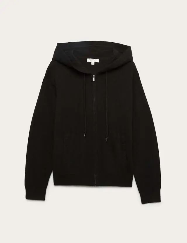 Autograph Pure Cashmere Zip Up Hoodie Black