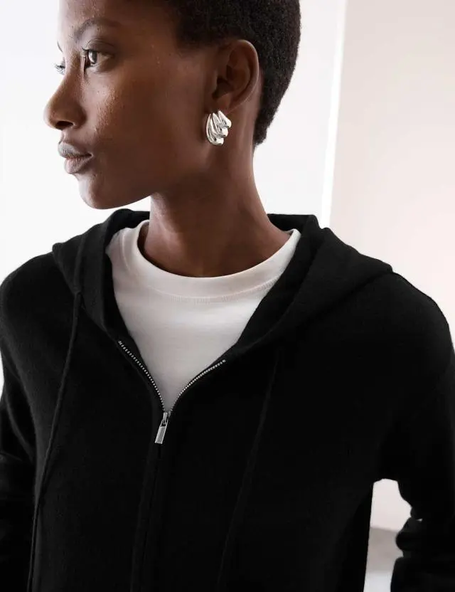 Autograph Pure Cashmere Zip Up Hoodie Black