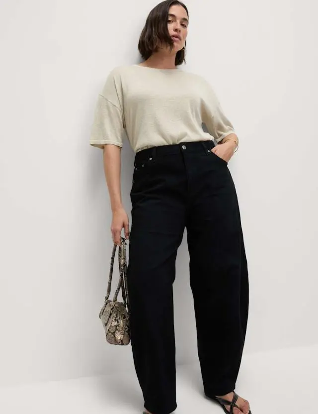 M&S Women's Mid Rise Relaxed Horseshoe Jeans 