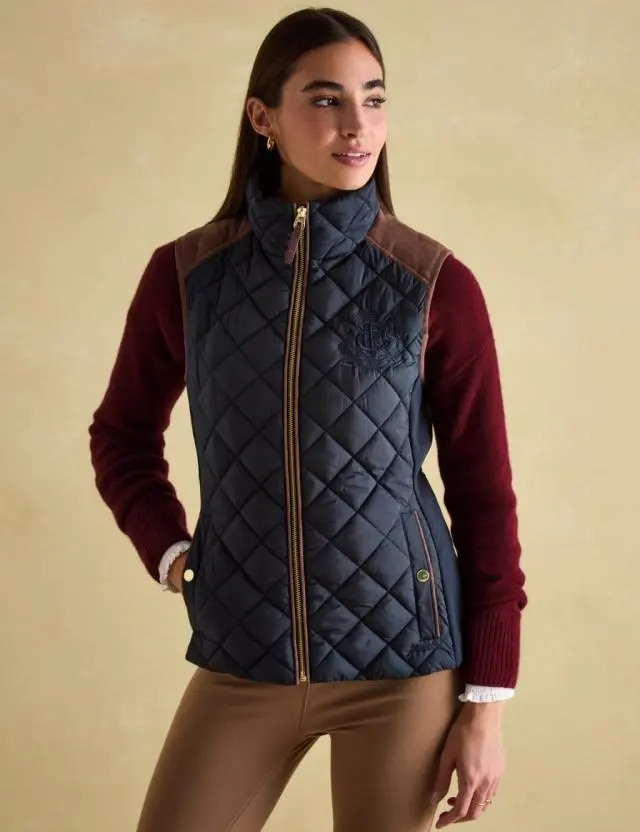 Joules Women's Quilted Funnel Neck Zip Up Gilet 