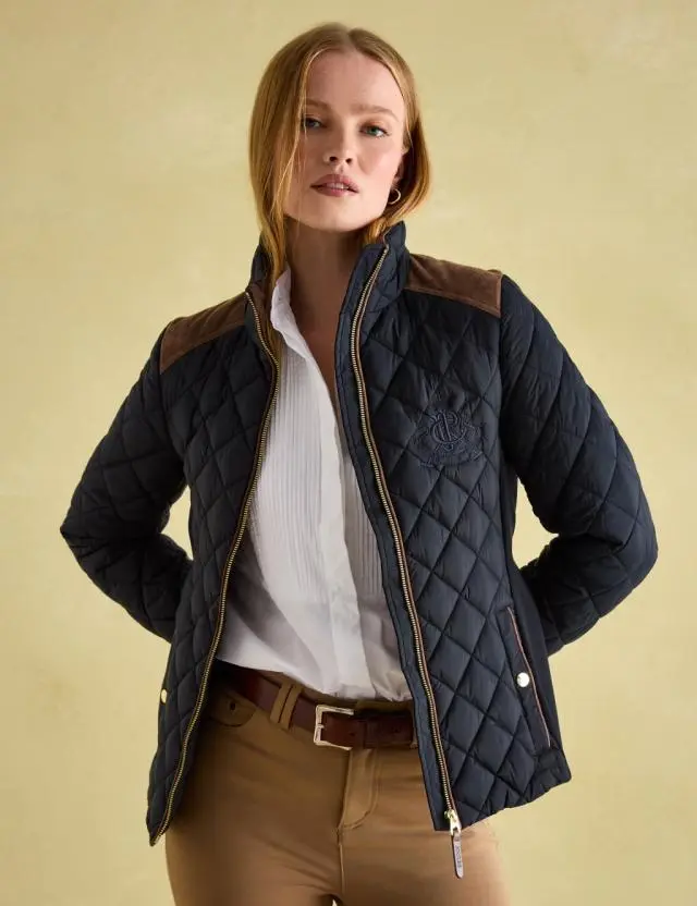 Joules Quilted Funnel Neck Jacket Navy