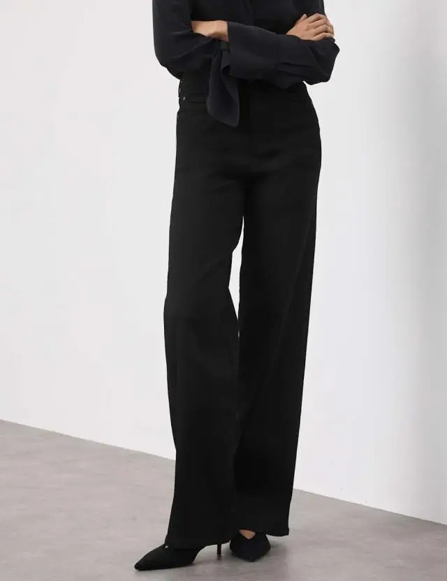 Autograph High Waisted Wide Leg Jeans Black