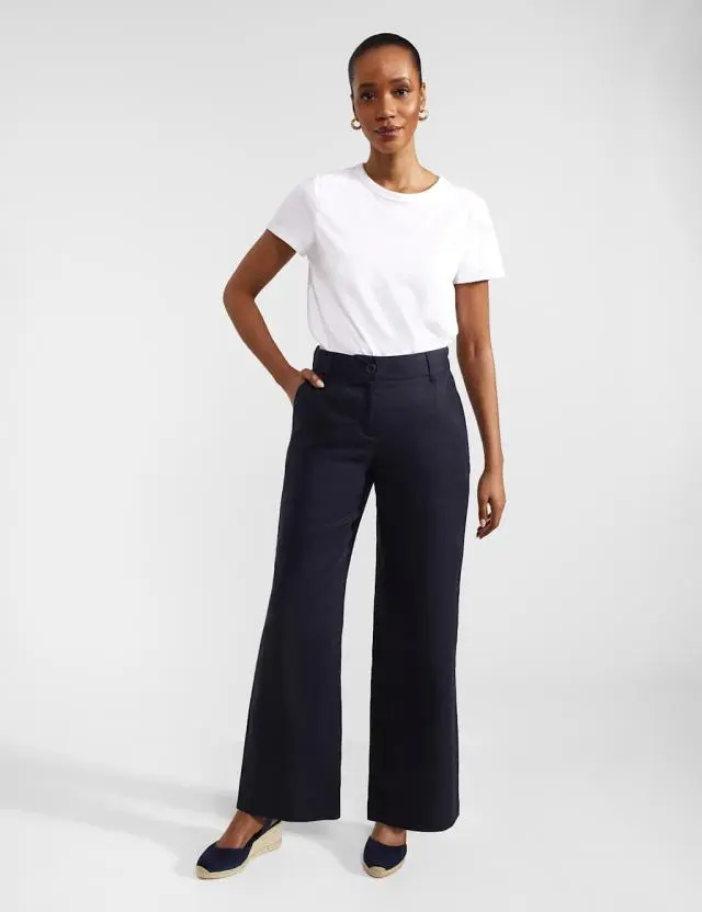 Hobbs Women's Pure Linen Wide Leg Trousers 