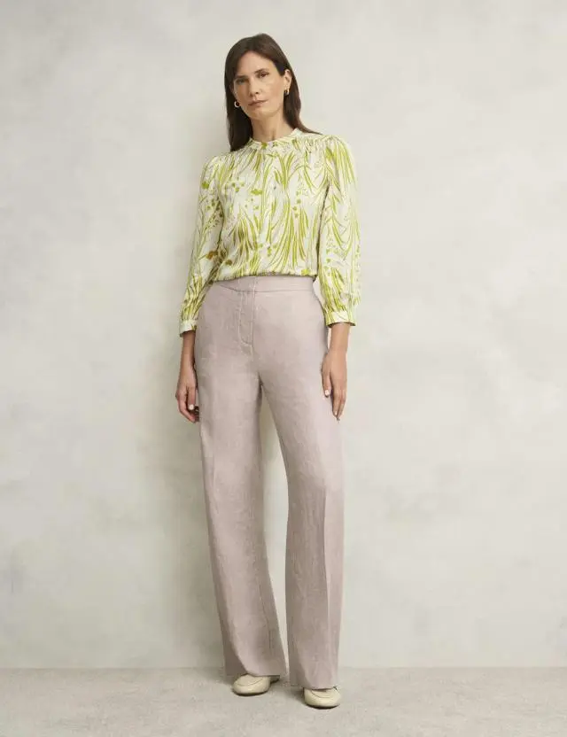 Hobbs Women's Alessia Pure Linen Straight Leg Trousers 