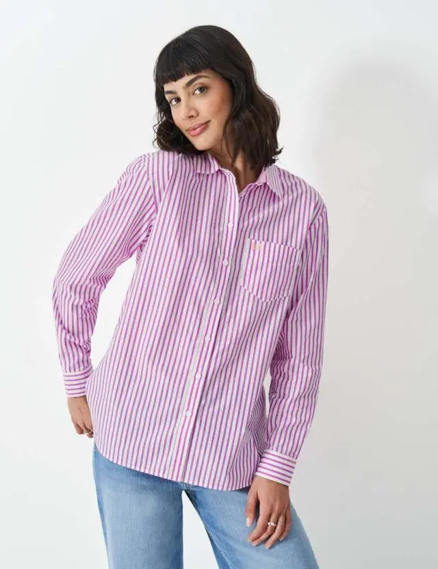 Crew Clothing Women's Pure Cotton Striped Relaxed Shirt