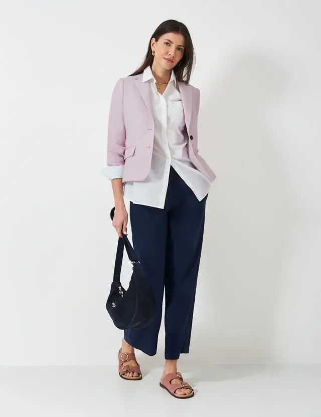 Crew Clothing Women's Linen Blend Single Breasted Blazer