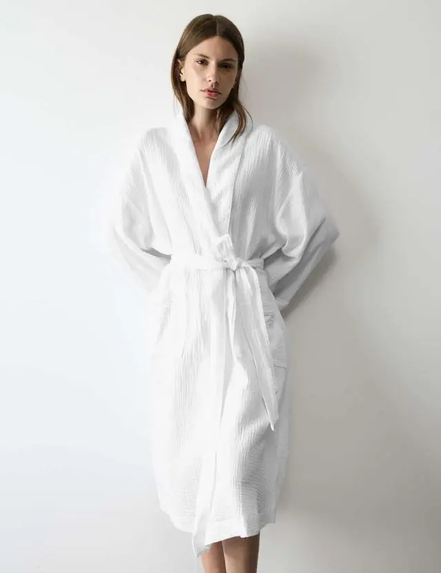 Autograph Pure Cotton Muslin Dressing Gown White