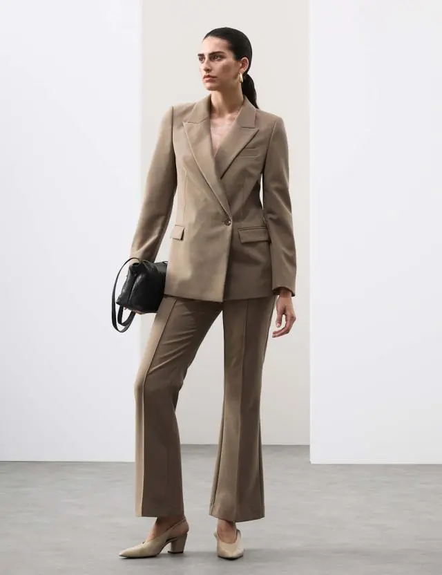Autograph Women's Wool Blend Seam Detail Flared Trousers
