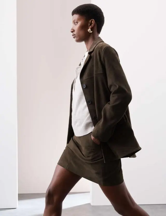 Autograph Women's Suede Mini A-Line Skirt
