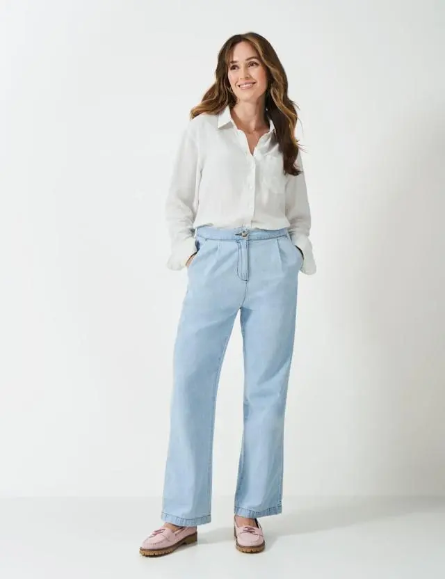 Crew Clothing Women's Linen Rich Textured Collared Relaxed Shirt