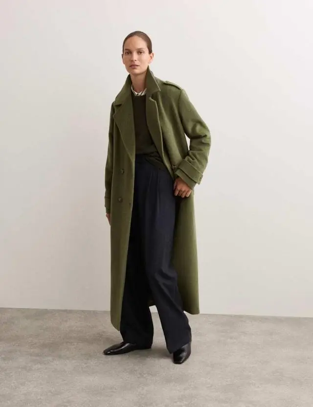 Jaeger Women's Pure Wool Belted Longline Wrap Coat