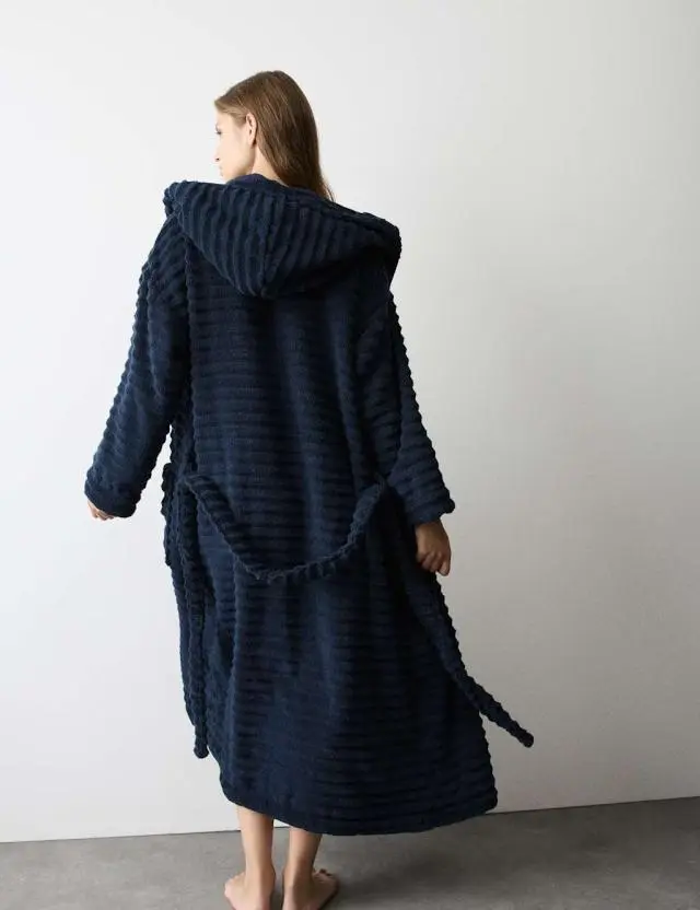 Autograph Women's Pure Cotton Towelling Ribbed Dressing Gown