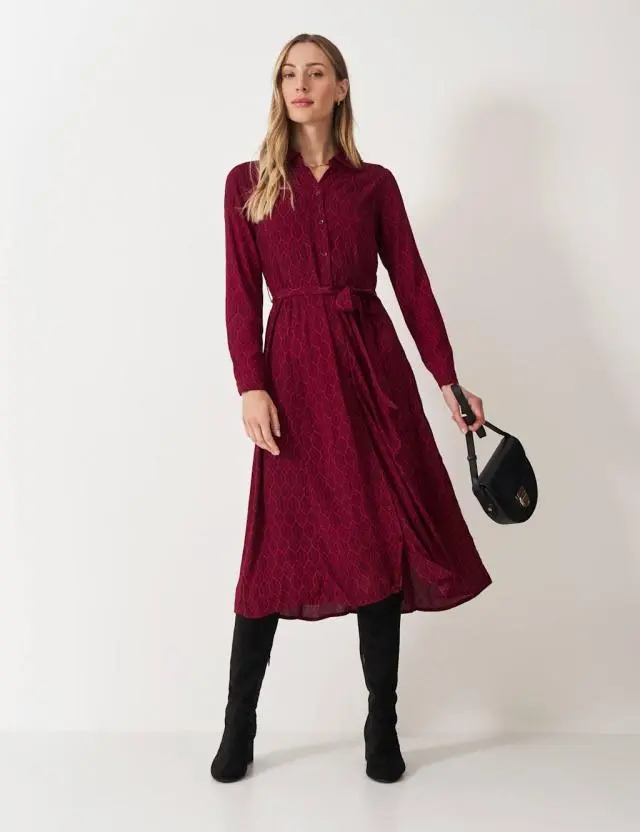 Crew Clothing Women's Floral Belted Midi Shirt Dress 