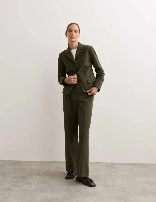 Jaeger Women's Cotton Rich Italian Moleskin Cropped Jacket
