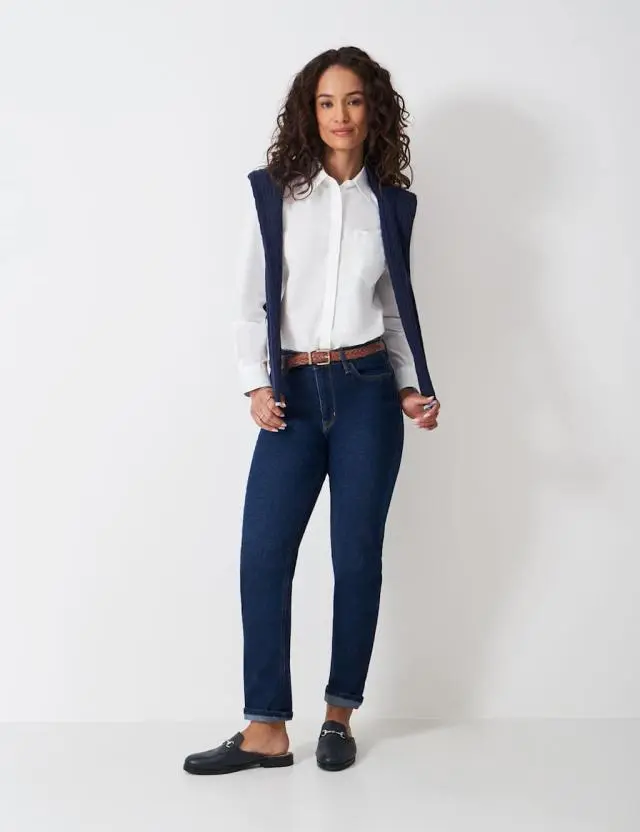 Crew Clothing Women's Pure Cotton Poplin Collared Shirt