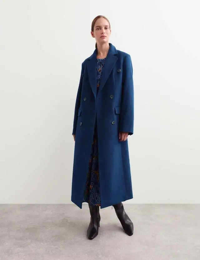 Jaeger Women's Pure Wool Double Breasted Boyfriend Coat