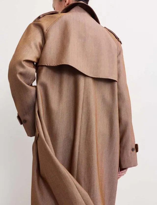 JAEGER Wool Rich Twill Collared Longline Overcoat Light Honey