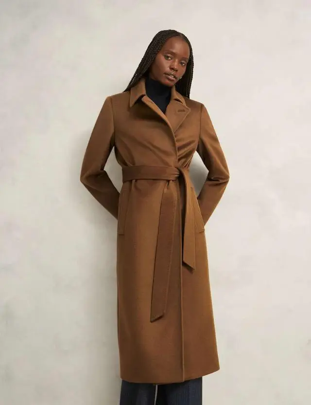 HOBBS Pure Wool Double Breasted Trench Coat Red