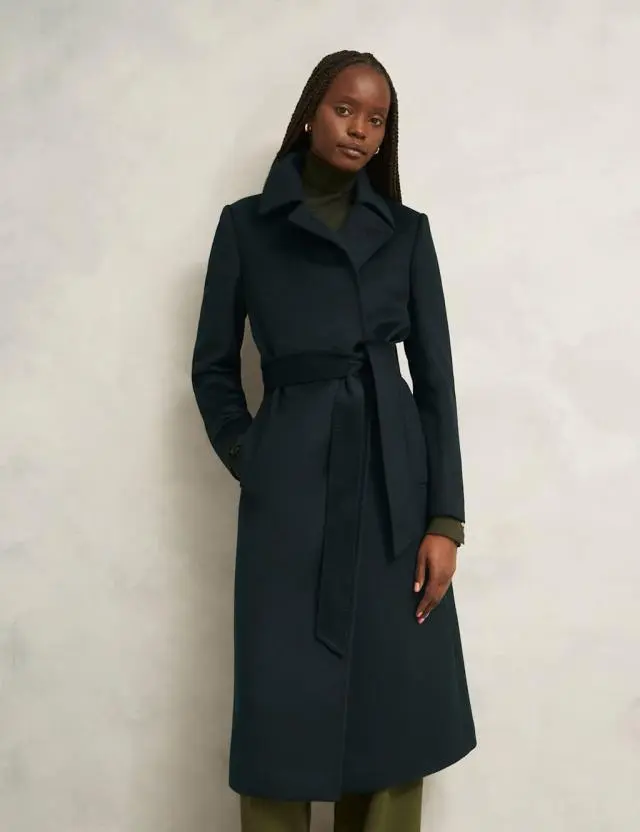 Hobbs Women's Pure Wool Double Breasted Trench Coat 