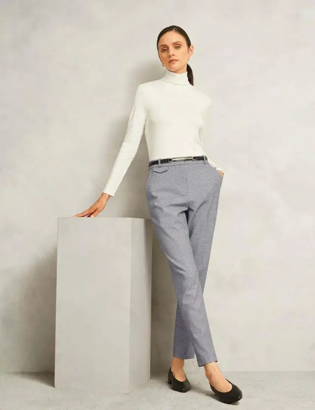 Hobbs Women's Houndstooth Checked Tapered Trousers